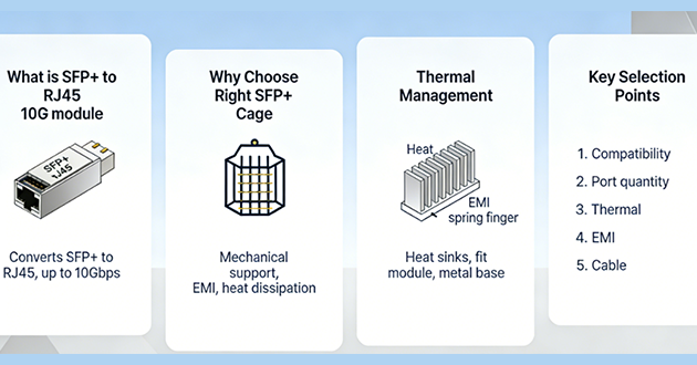 SFP+ to RJ45 10G :Choosing the Right SFP+ Cage for Thermal & EMI